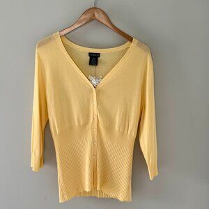 George Women's Yellow Ribbed Cardigan‎ (Large)